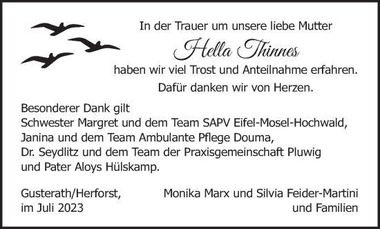 Traueranzeige von Hella Thinnes von trierischer_volksfreund