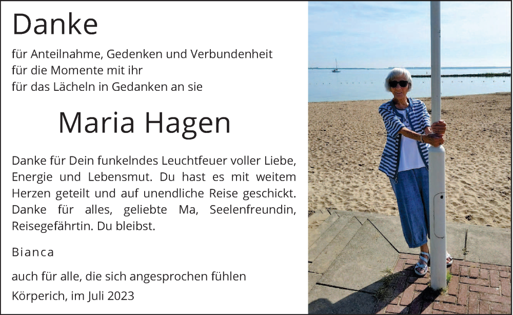  Traueranzeige für Maria Hagen vom 29.07.2023 aus trierischer_volksfreund