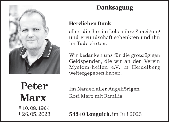 Traueranzeige von Peter Marx von trierischer_volksfreund
