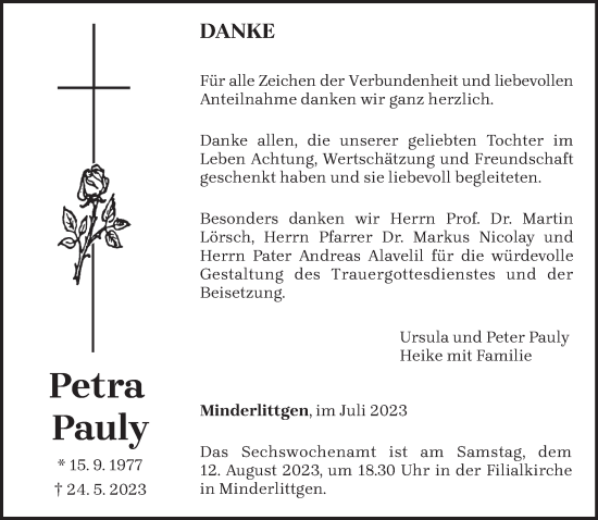 Traueranzeige von Petra Pauly von trierischer_volksfreund