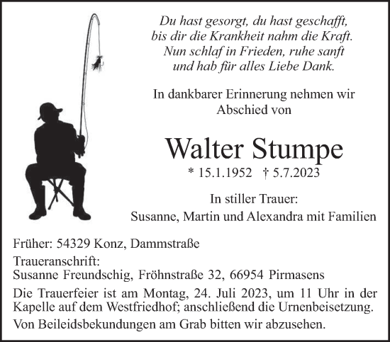 Traueranzeige von Walter Stumpe von trierischer_volksfreund
