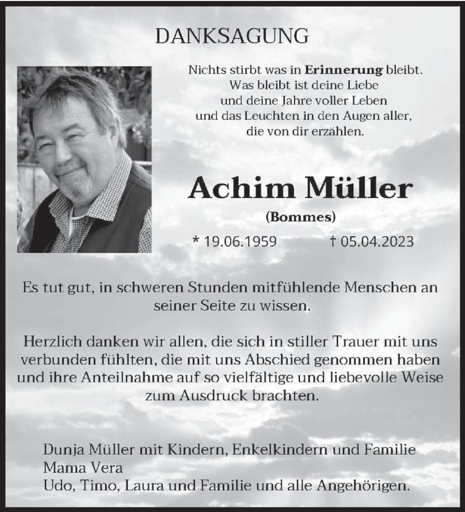  Traueranzeige für Achim Müller vom 16.08.2023 aus trierischer_volksfreund