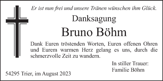 Traueranzeige von Bruno Böhm von trierischer_volksfreund