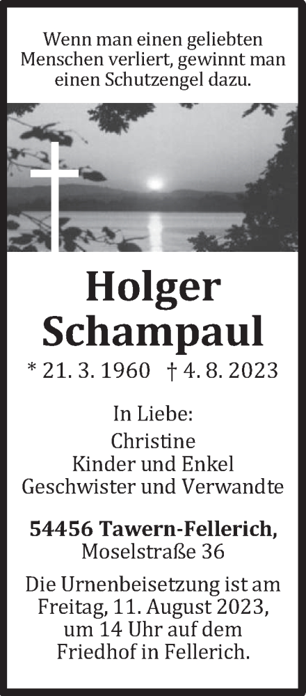 Traueranzeige von Holger Schampaul von trierischer_volksfreund