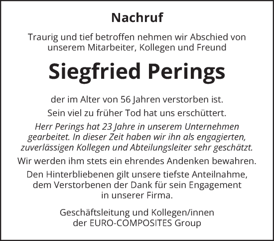 Traueranzeige von Siegfried Perings von trierischer_volksfreund