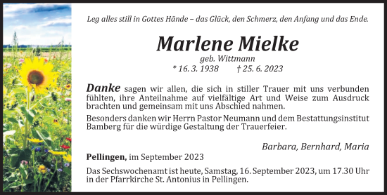 Traueranzeige von Marlene Mielke von trierischer_volksfreund