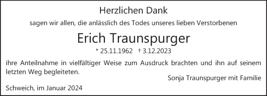 Traueranzeige von Erich Traunspurger von trierischer_volksfreund