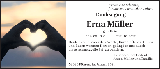 Traueranzeige von Erna Müller von trierischer_volksfreund