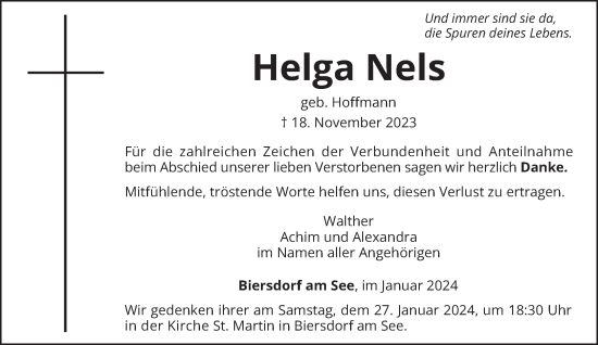 Traueranzeige von Helga Nels von trierischer_volksfreund