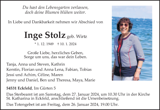 Traueranzeige von Inge Stolz von trierischer_volksfreund