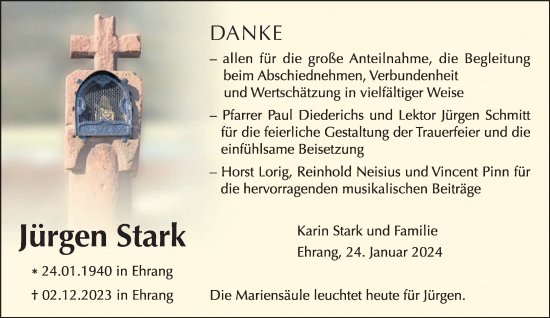 Traueranzeige von Jürgen Stark von trierischer_volksfreund