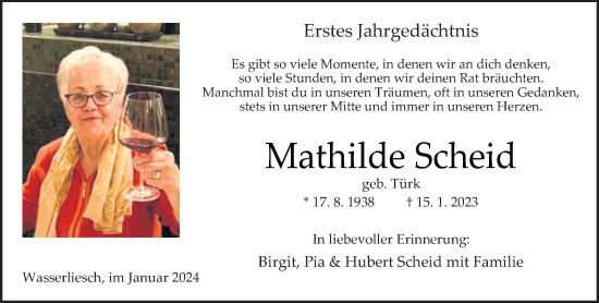 Traueranzeige von Mathilde Scheid von trierischer_volksfreund