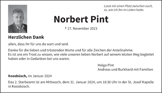 Traueranzeige von Norbert Pint von trierischer_volksfreund