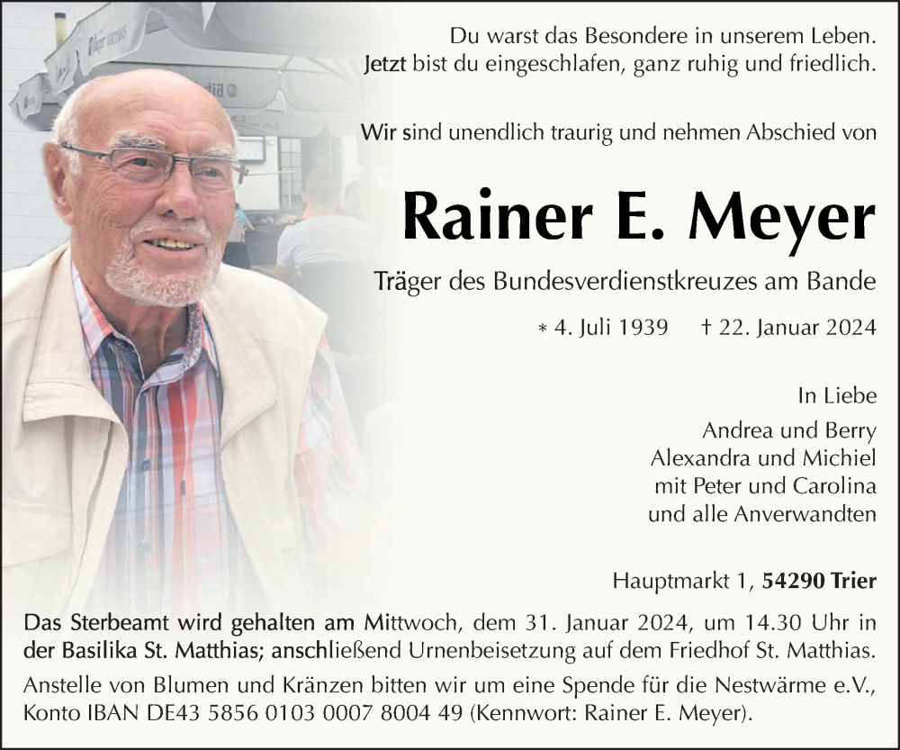  Traueranzeige für Rainer E. Meyer vom 27.01.2024 aus trierischer_volksfreund