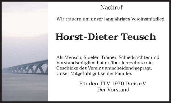 Traueranzeige von Horst-Dieter Teusch von trierischer_volksfreund