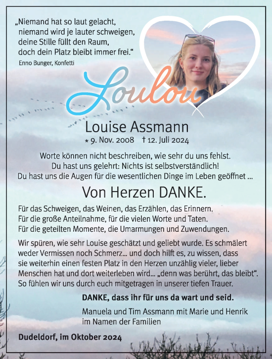 Traueranzeige von Louise Assmann von trierischer_volksfreund