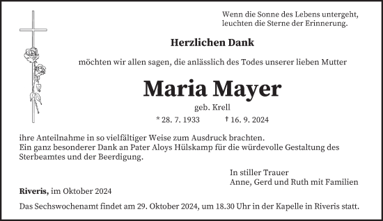 Traueranzeige von Maria Mayer von trierischer_volksfreund