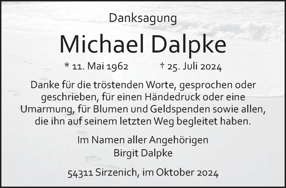 Traueranzeige für Michael Dalpke vom 12.10.2024 aus trierischer_volksfreund