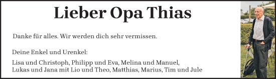 Traueranzeige von Opa Thias  von trierischer_volksfreund