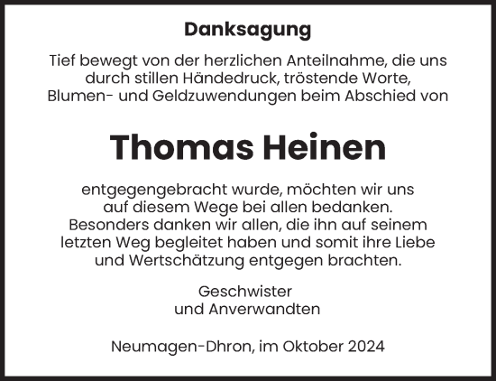 Traueranzeige von Thomas Heinen von trierischer_volksfreund