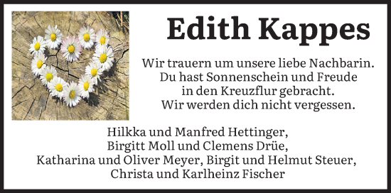 Traueranzeige von Edith Kappes von trierischer_volksfreund