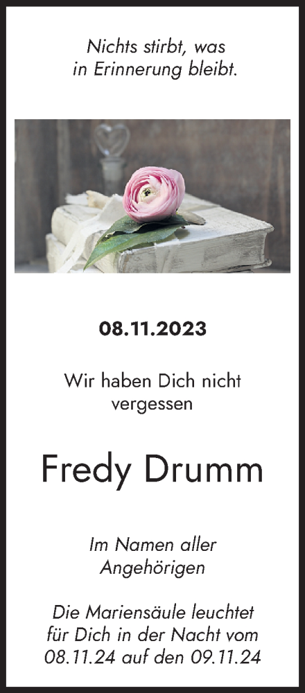 Traueranzeige von Fredy Drumm von trierischer_volksfreund