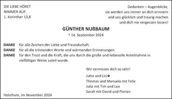 Traueranzeige von Günther Nußbaum von trierischer_volksfreund