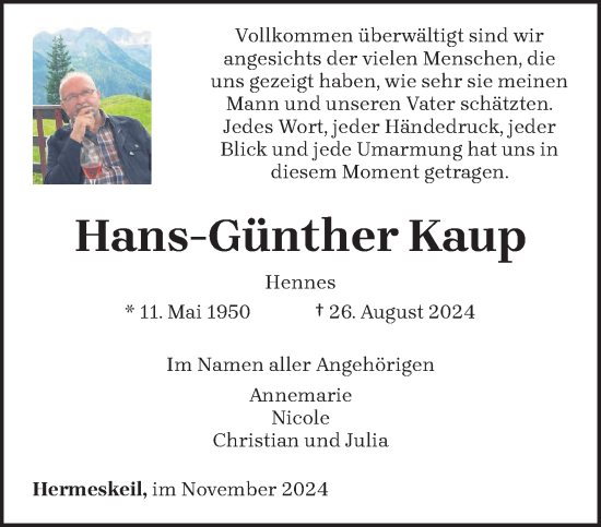 Traueranzeige von Hans-Günther Kaup von trierischer_volksfreund