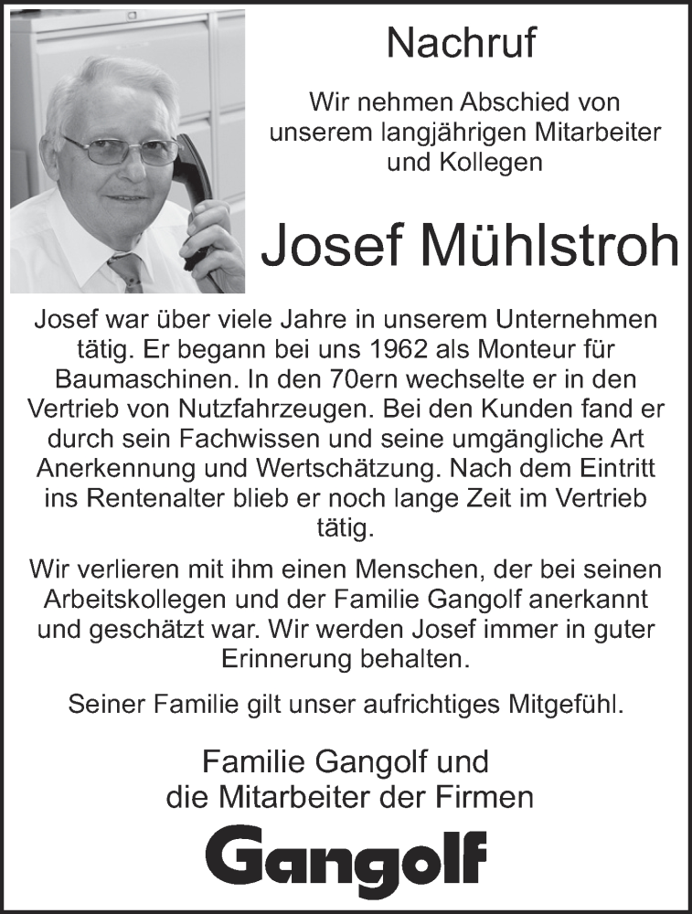  Traueranzeige für Josef Mühlstroh vom 23.11.2024 aus trierischer_volksfreund
