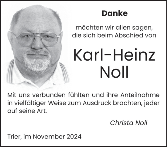 Traueranzeige von Karl-Heinz Noll von trierischer_volksfreund