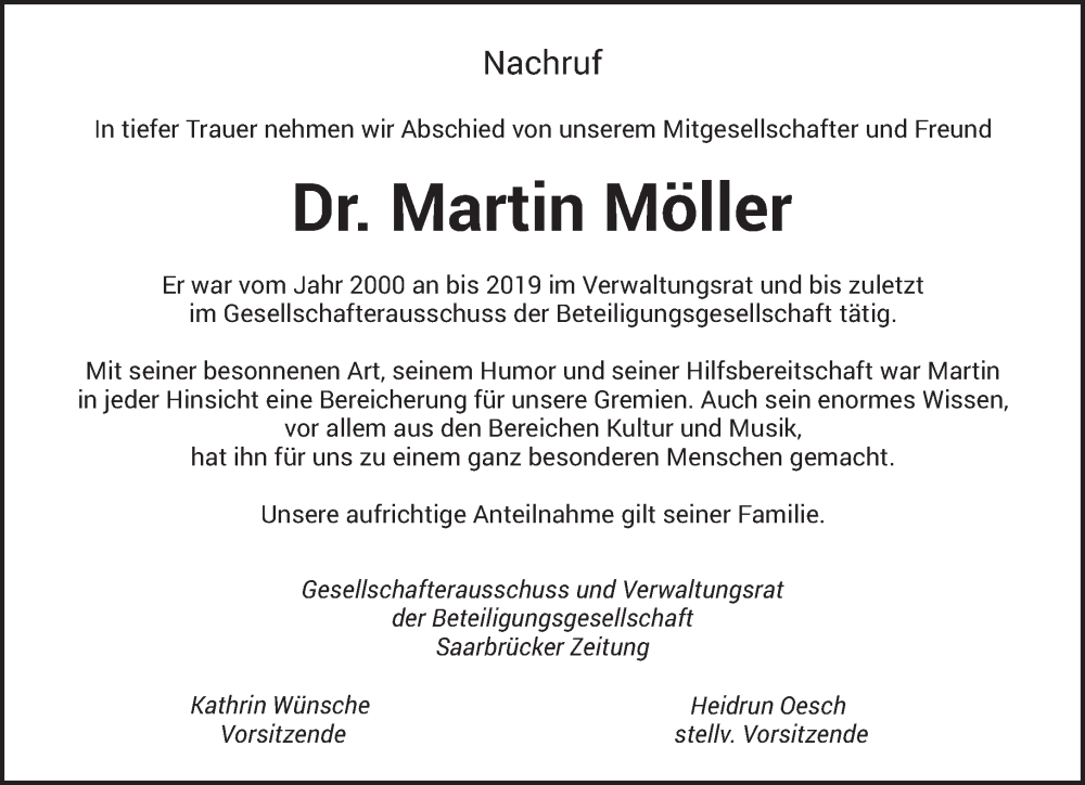  Traueranzeige für Martin Möller vom 23.11.2024 aus trierischer_volksfreund