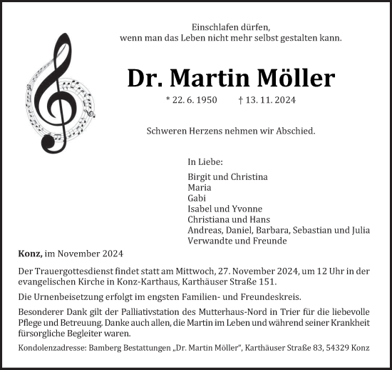 Traueranzeige von Martin Möller von trierischer_volksfreund