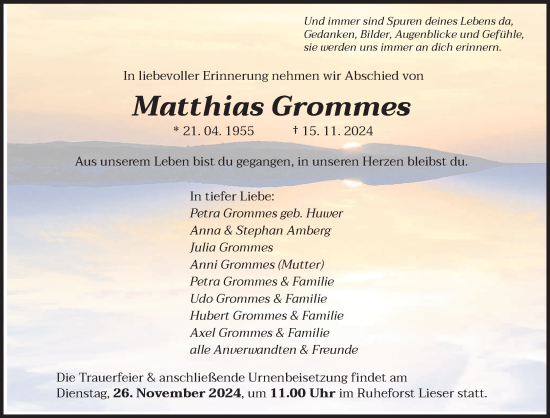 Traueranzeige von Matthias Grommes von trierischer_volksfreund