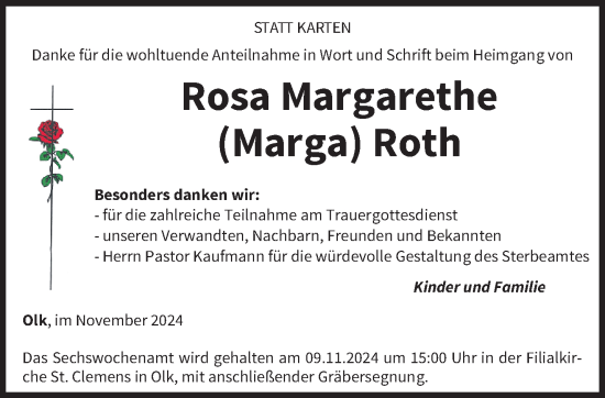 Traueranzeige von Rosa Margarethe Roth von trierischer_volksfreund