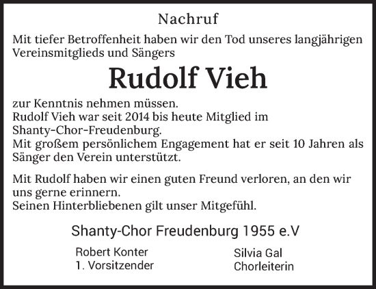 Traueranzeige von Rudolf Vieh von trierischer_volksfreund