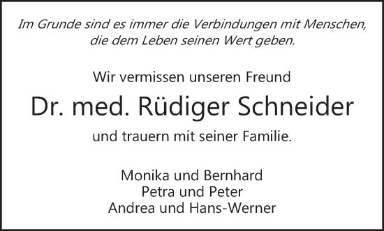 Traueranzeige von Rüdiger Schneider von trierischer_volksfreund