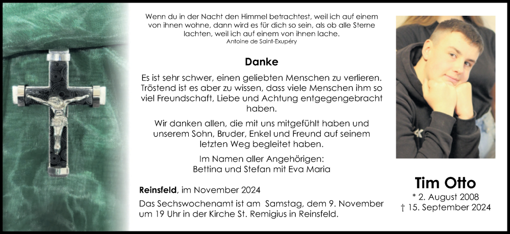  Traueranzeige für Tim Otto vom 02.11.2024 aus trierischer_volksfreund