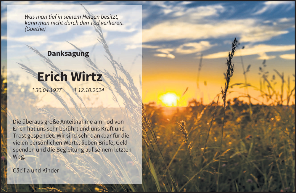  Traueranzeige für Erich Wirtz vom 30.11.2024 aus trierischer_volksfreund