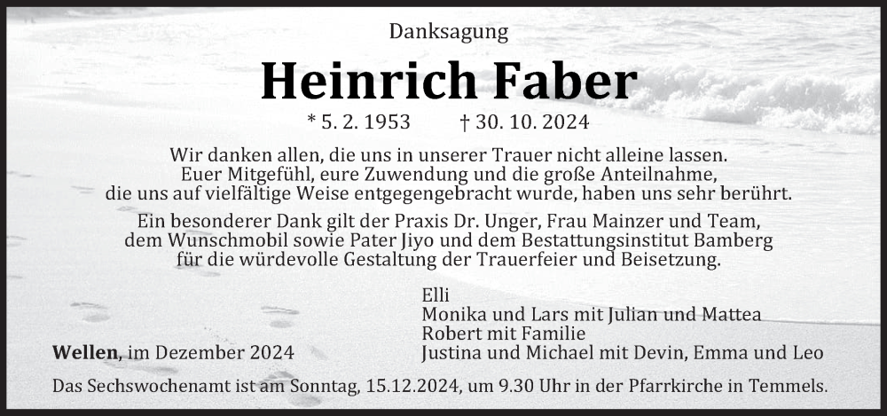  Traueranzeige für Heinrich Faber vom 14.12.2024 aus trierischer_volksfreund
