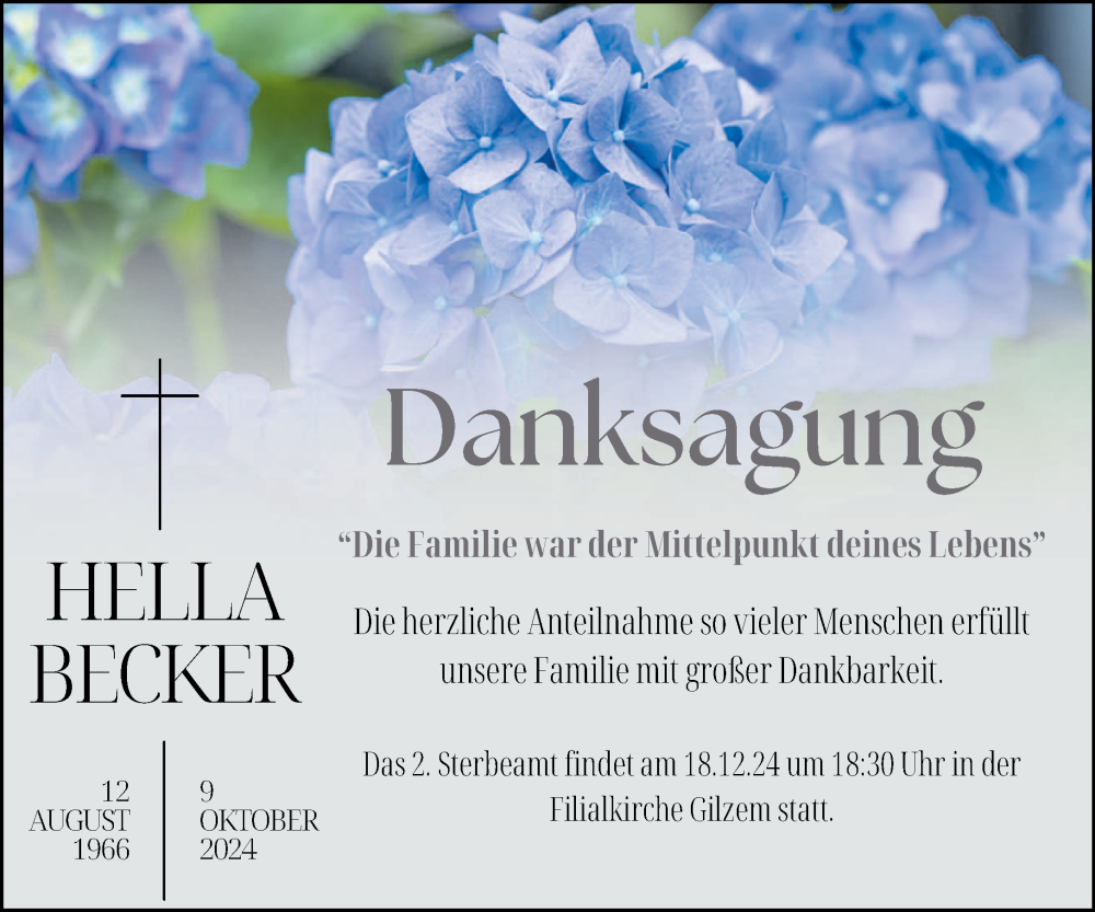  Traueranzeige für Hella Becker vom 14.12.2024 aus trierischer_volksfreund