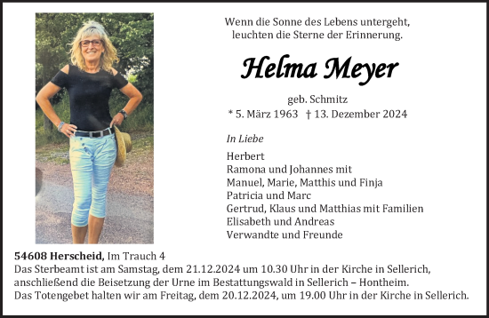 Traueranzeige von Helma Meyer von trierischer_volksfreund