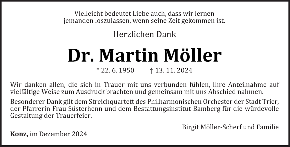  Traueranzeige für Martin Möller vom 14.12.2024 aus trierischer_volksfreund