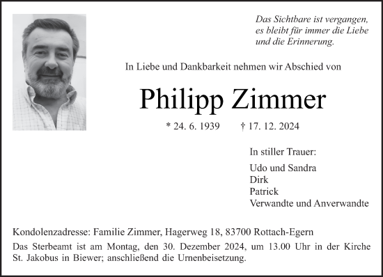 Traueranzeige von Philipp Zimmer von trierischer_volksfreund