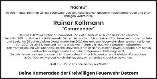 Traueranzeige von Rainer Kollmann von trierischer_volksfreund