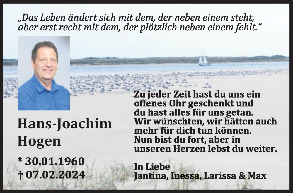  Traueranzeige für Hans-Joachim Hogen vom 24.02.2024 aus trierischer_volksfreund