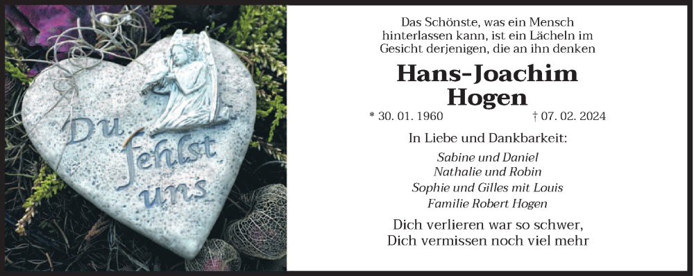  Traueranzeige für Hans-Joachim Hogen vom 24.02.2024 aus trierischer_volksfreund