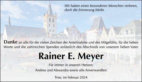 Traueranzeige von Rainer E. Meyer von trierischer_volksfreund