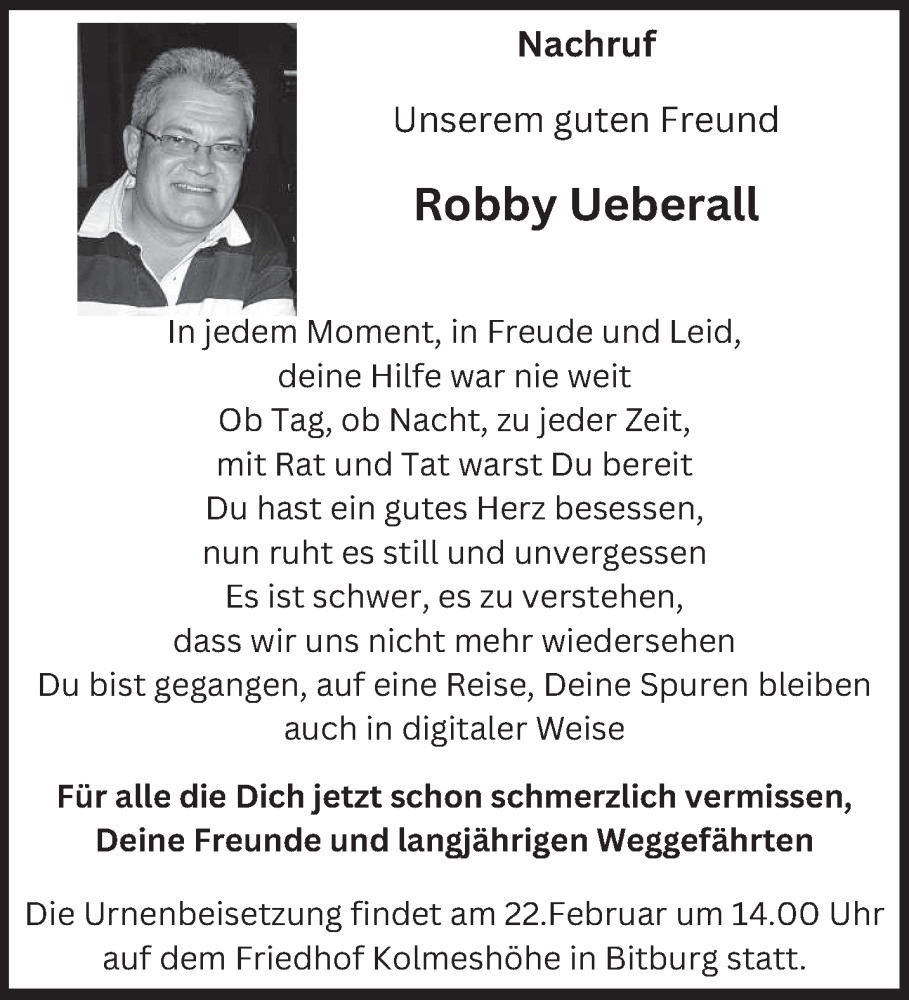  Traueranzeige für Robby Ueberall vom 17.02.2024 aus trierischer_volksfreund