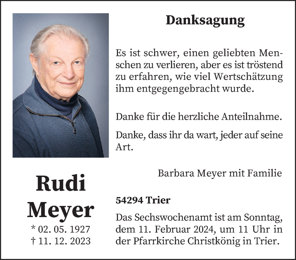  Traueranzeige für Rudi Meyer vom 03.02.2024 aus trierischer_volksfreund
