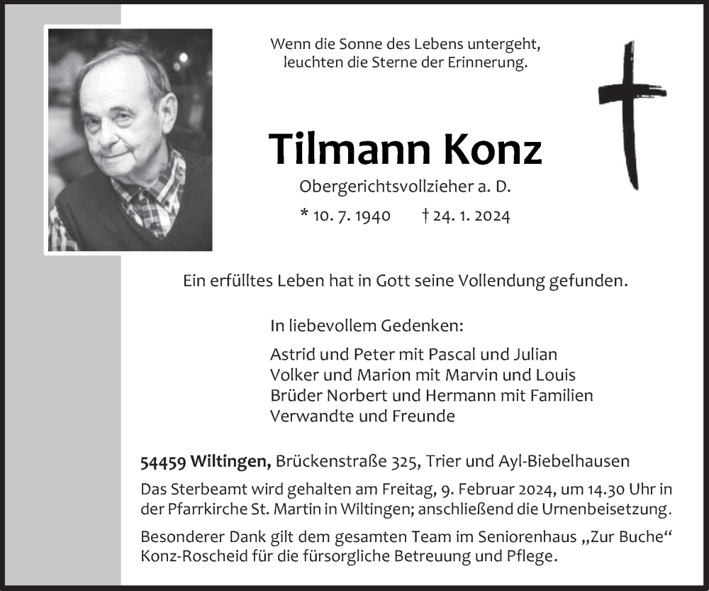  Traueranzeige für Tilmann Konz vom 03.02.2024 aus trierischer_volksfreund